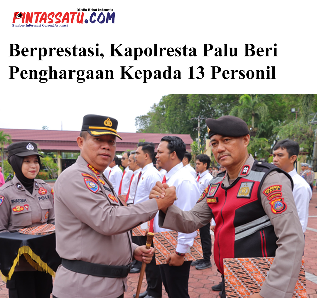Berprestasi, Kapolresta Palu Beri Penghargaan Kepada 13 Personil web pic