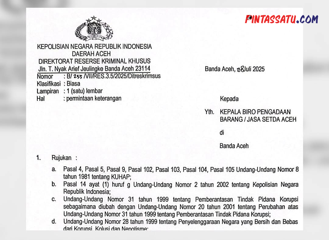 Polda Panggil Pokja Pemilihan Setda Aceh Terkait Dugaan Korupsi Proyek…_page2_image1